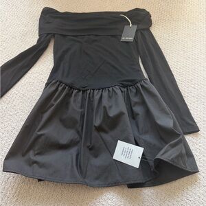 Black Off-Shoulder Mini Dress - All The Ways (More to Come Dress)